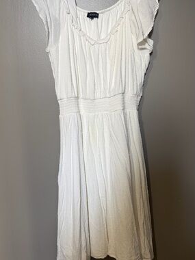 Warehouse White Swiss Dot Short Sleeve Dress